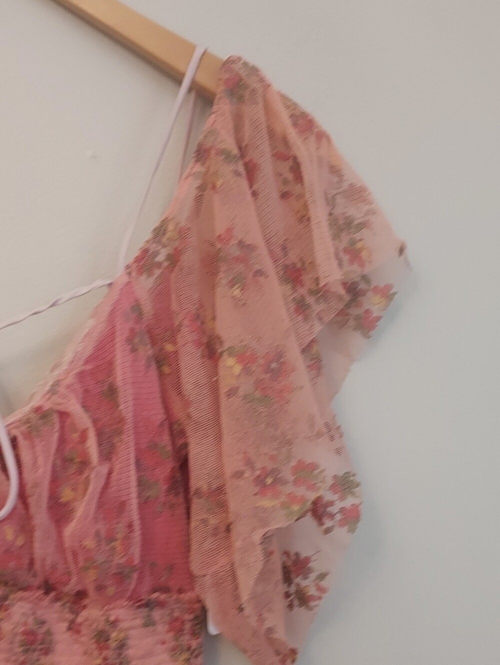 Free People Rose Floral Mesh Top Size XS NEW NWT Boho Cottagecore Flutter - Picture 4 of 12